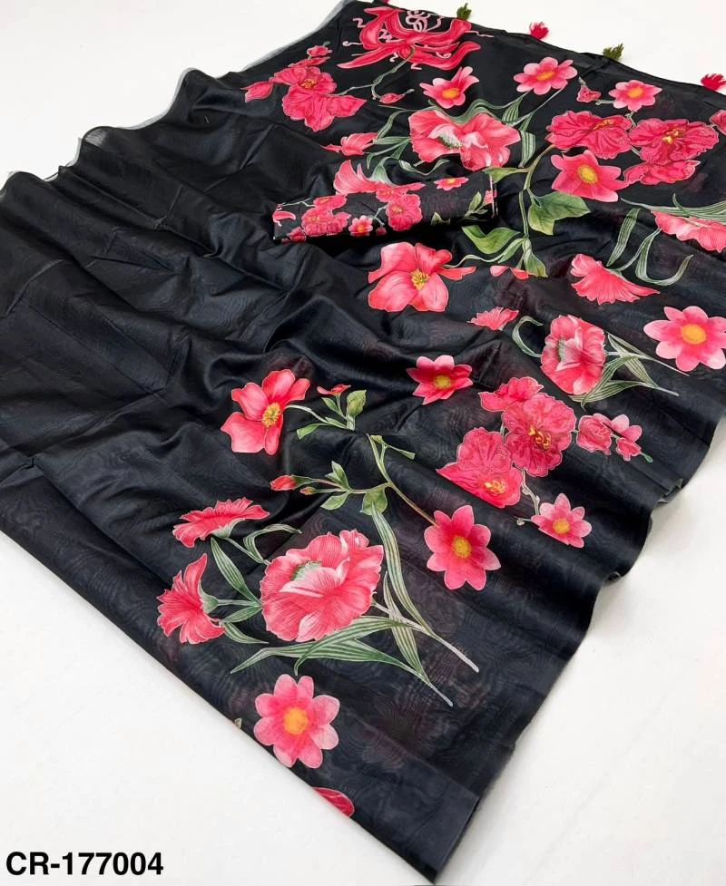 Rajyog Cottonras Chanderi Cotton Floral Digital Printed Saree